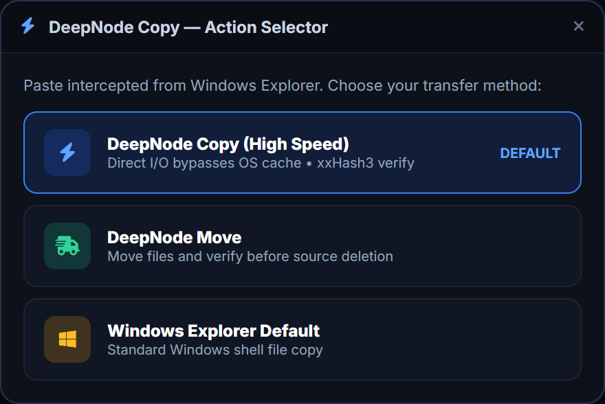 Explorer Interception Chooser Interface