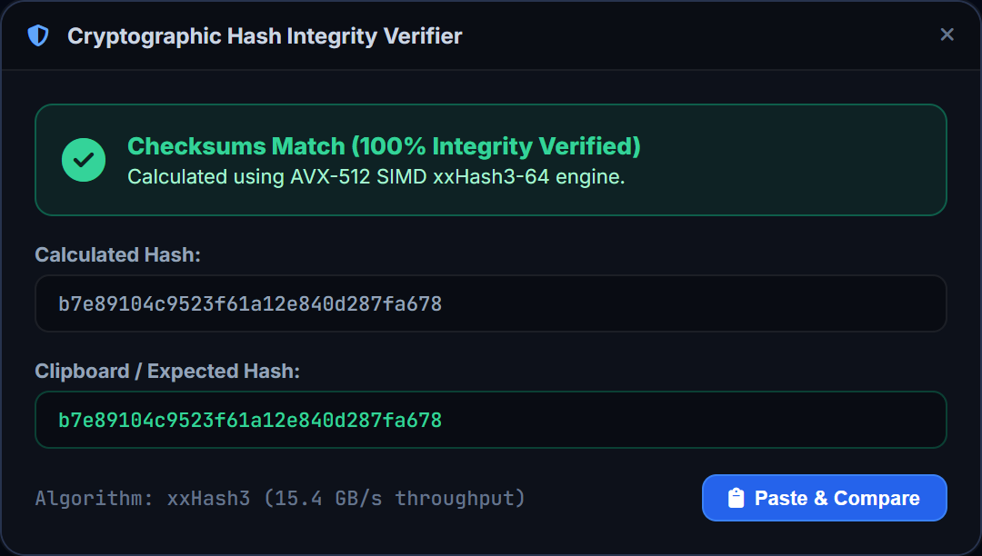 Hash Verification Interface